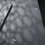 925 Sterling Silver Moissanite 0.50 Carat Necklace with CZ Pavé Setting in White Gold, 40+5cm for Women
