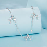 925 Sterling Silver + Plated White Gold Necklace with Adjustable Length for Women