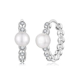 925 Sterling Silver White Gold Plated Moissanite & Pearl Earrings for Women