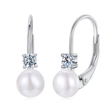 925 Sterling Silver & Moissanite 0.30 Carat Earring with Freshwater Pearl for Women
