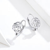 925 Sterling Silver Earrings with Pavé Setting CZ - 1.4x0.9 cm for Women