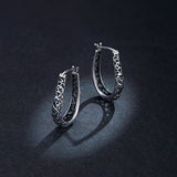 925 Sterling Silver Earrings 2.3*0.4cm Oxidized Silver for Women