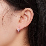 S925 Sterling Silver Enamel Platinum Plated Earrings with 6mm CZ for Women
