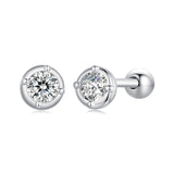 925 Sterling Silver 4mm Moissanite Earrings with Platinum Plating for Women