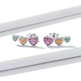 925 Sterling Silver Earrings with Pavé Setting and Plated Platinum, Size: 0.5*1.3cm, Women
