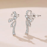 925 Silver White Gold Plated CZ Pavé 1.7 x 0.7 cm Earrings for Women