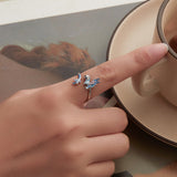 925 Sterling Silver Enamel Process Pavé CZ White Gold Ring for Women