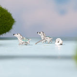 925 Sterling Silver White Gold Plated Transparent Glass Enamel 0.7 x 1.0 cm Earrings for Women
