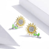 925 Sterling Silver Plated Gold Earrings with Enamel Process