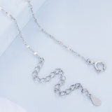 925 Sterling Silver Necklace with Pavé Setting CZ - Adjustable Length, Platinum Plated - Women's Jewelry