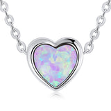 925 Sterling Silver and Platinum Plated Translucent Opal Necklace, 43.5cm Adjustable Chain, for Women