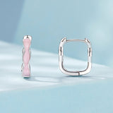 925 Sterling Silver Earrings with Enamel in White Gold Finish - 13*3mm for Women