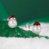 925 Sterling Silver White Gold Plated Enamel Earrings with Shell Pearl for Women