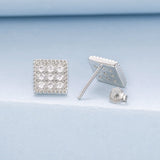 925 Sterling Silver 0.8cm Pavé Setting CZ White Gold Plated Earrings for Women