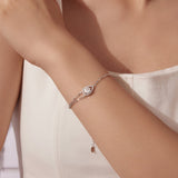 925 Sterling Silver Moissanite Bracelet with Pavé Setting 15+6cm for Women