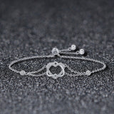 925 Sterling Silver Heart Shaped Bracelet 22CM for Women