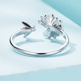 925 Sterling Silver Enamel CZ Plated Platinum Ring