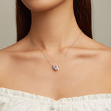 S925 Sterling Silver Adjustable Necklace with CZ Pendant for Women
