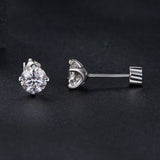 925 Sterling Silver Moissanite Stud Earrings for Women - 0.5ct, 0.6cm Size, White Gold Plated