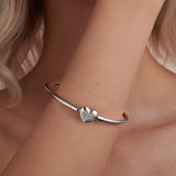 925 Sterling Silver White Gold Plated CZ Bracelet for Women - Size 17.0