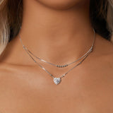925 Sterling Silver 6.5mm Moissanite Necklace with Pavé Setting for Women
