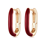 925 Sterling Silver Plated Rose Gold Enamel Earrings for Women