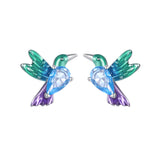 925 Sterling Silver White Gold Plated Earrings with Enamel and CZ - 10*8mm