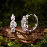925 Sterling Silver White Gold Plated Moissanite 1.3x0.5cm Hoop Earrings for Women