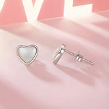 925 Sterling Silver White Shell Plated White Gold Earrings Size 7*8mm