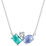 925 Sterling Silver White Gold Plated Transparent Glass CZ 40+5cm Pendant Necklace for Women