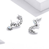 925 Sterling Silver Earrings with Translucent Opal and CZ in Oxidized Finish