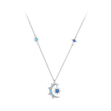 925 Sterling Silver Necklace with Pavé Setting CZ and Spinel Pendant