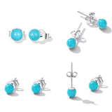 925 Sterling Silver Turquoise Earrings 0.4cm for Women