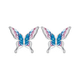 925 Sterling Silver White Gold Plated Enamel Earrings 9x10mm for Women