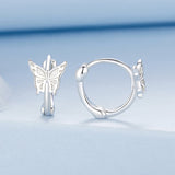 925 Sterling Silver Earrings with White Gold Plating, 1.1x0.7 cm, for Women