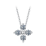 925 Sterling Silver & White Gold Plated Moissanite Necklace 40+5cm for Women