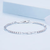 925 Sterling Silver Bracelet with Pavé Setting CZ, Platinum Plated, 14.5+3cm, for Women