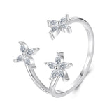 925 Sterling Silver Pavé Setting CZ White Gold Ring for Women