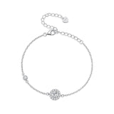 925 Sterling Silver Moissanite 0.5ct Bracelet with Pavé Setting for Women
