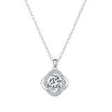 925 Sterling Silver Moissanite Pendant Necklace for Women, 39+5cm, Platinum Plated