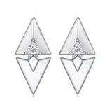 925 Sterling Silver Earrings with White Gold Plating and CZ