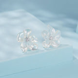 925 Sterling Silver Earrings with Pavé Setting CZ and Resin, 2.5x2.1cm for Women