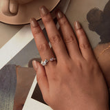 925 Sterling Silver Pavé Setting CZ White Gold Plated Ring for Women