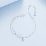 925 Sterling Silver & White Gold Plated Pave Setting CZ Bracelet 15+6cm
