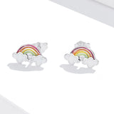 925 Sterling Silver Earrings with Enamel Process in Oxidized Silver for Women