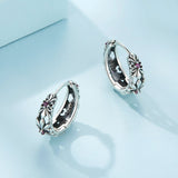 925 Sterling Silver Earrings with Pavé Setting and Oxidized Finish