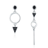 925 Sterling Silver Oxidized Pavé Setting CZ Earrings