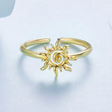 925 Sterling Silver Gold Plated Sun Ring
