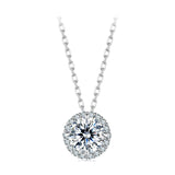 925 Sterling Silver Moissanite Necklace 40+5cm with Pavé Setting for Women