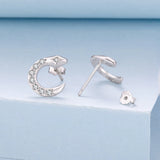 925 Sterling Silver White Gold Plated CZ Pavé 1.2*1.1cm Earrings for Women